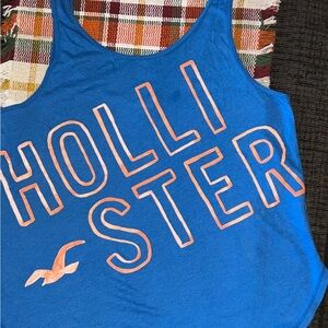 Hollister Blue Tank with Orange Lettering